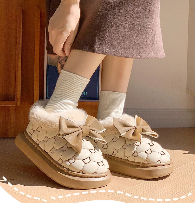 Bottines Moelleuses Nœud Papillon - Chaussures de Maison Cocooning