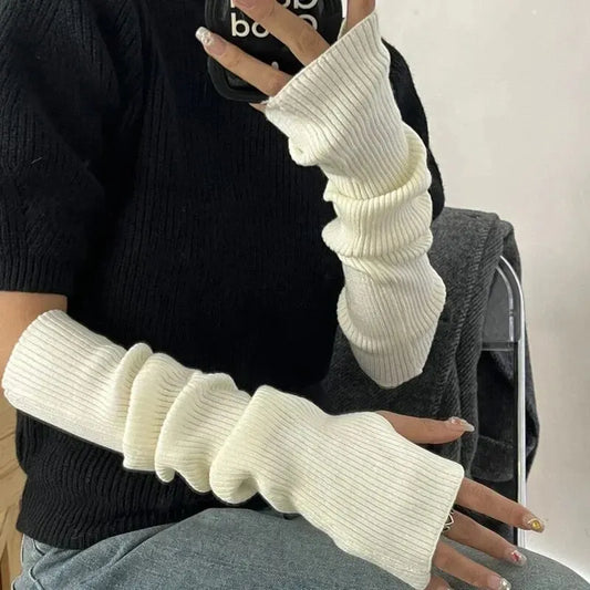 Y2K Gothic Style Knitted Fingerless Mittens