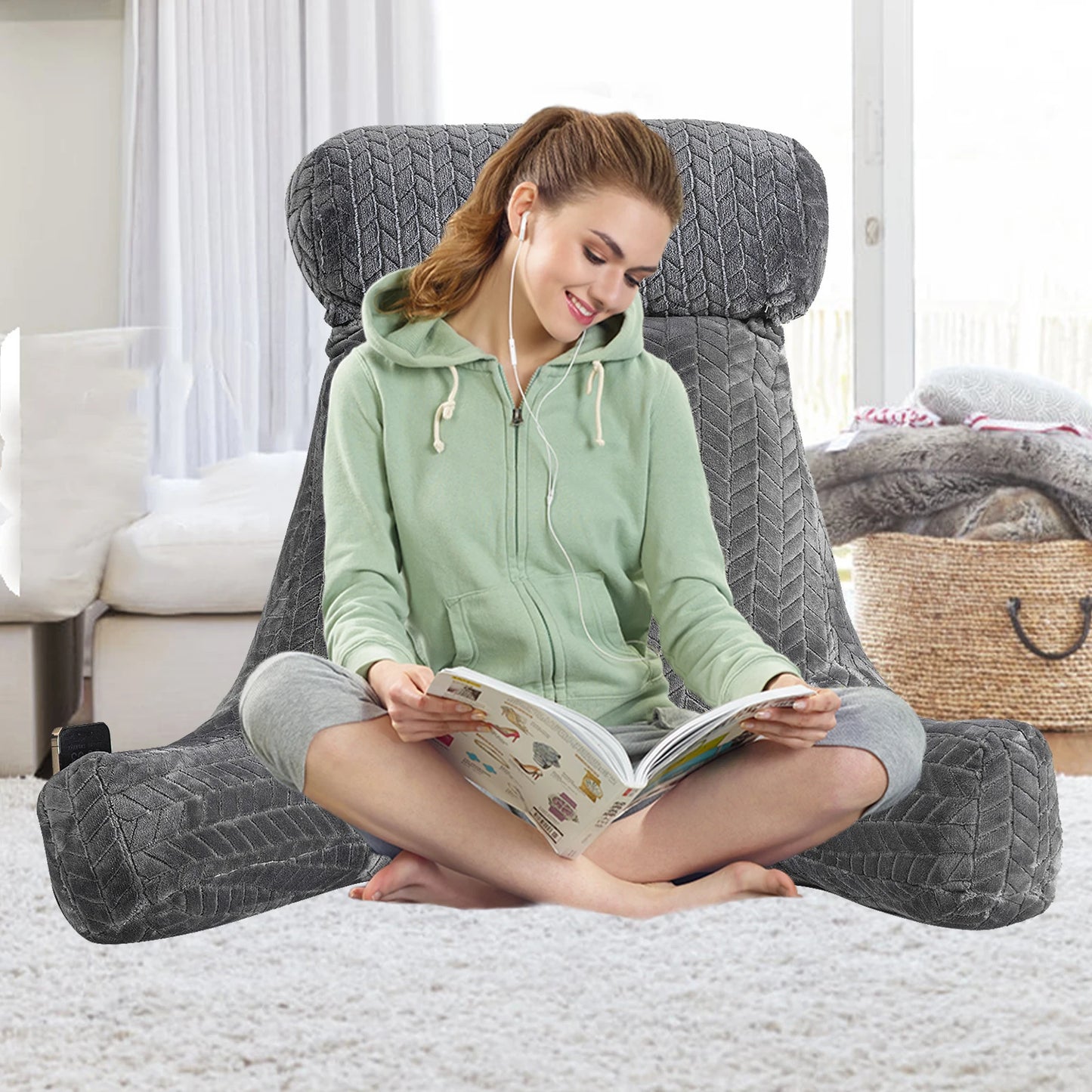 Oreiller de lecture XXL avec accoudoirs – vue 2
