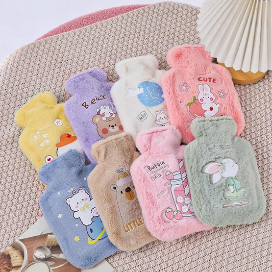 Rabbit and bear plush hot water bottle