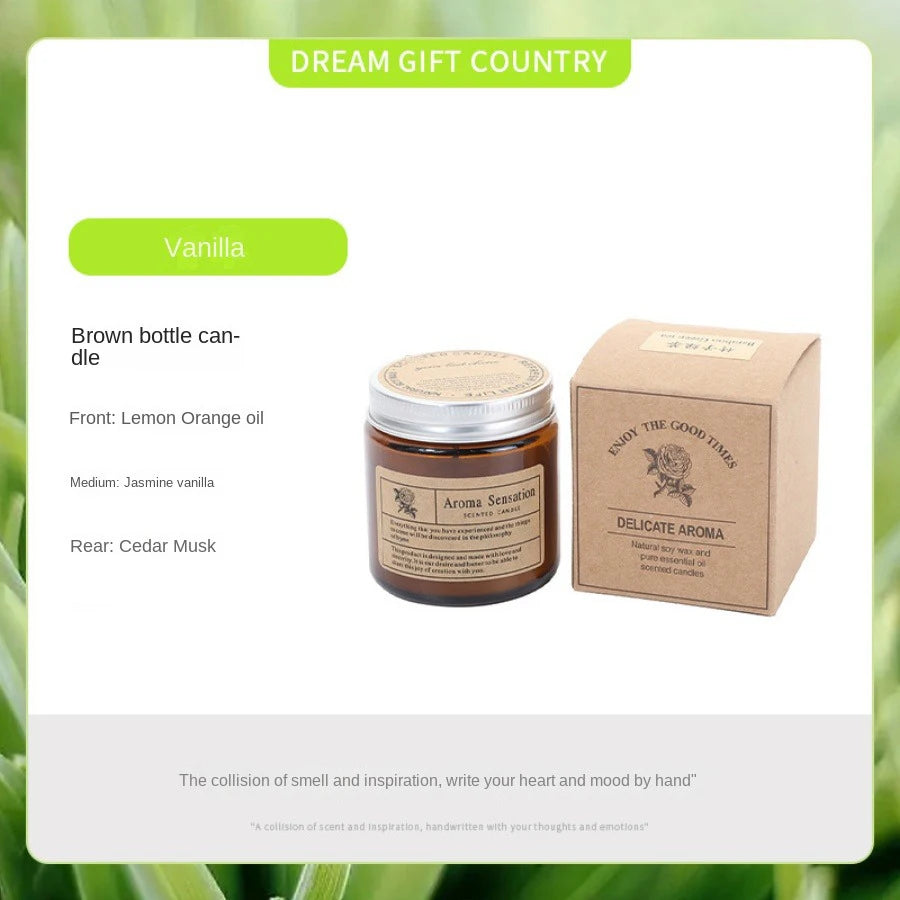 Bougie parfumée sans fumée en verre brun - 8 senteurs cocooning