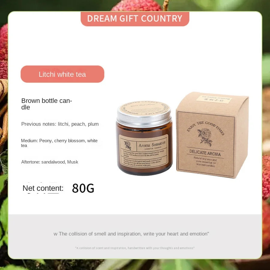 Bougie parfumée sans fumée en verre brun - 8 senteurs cocooning