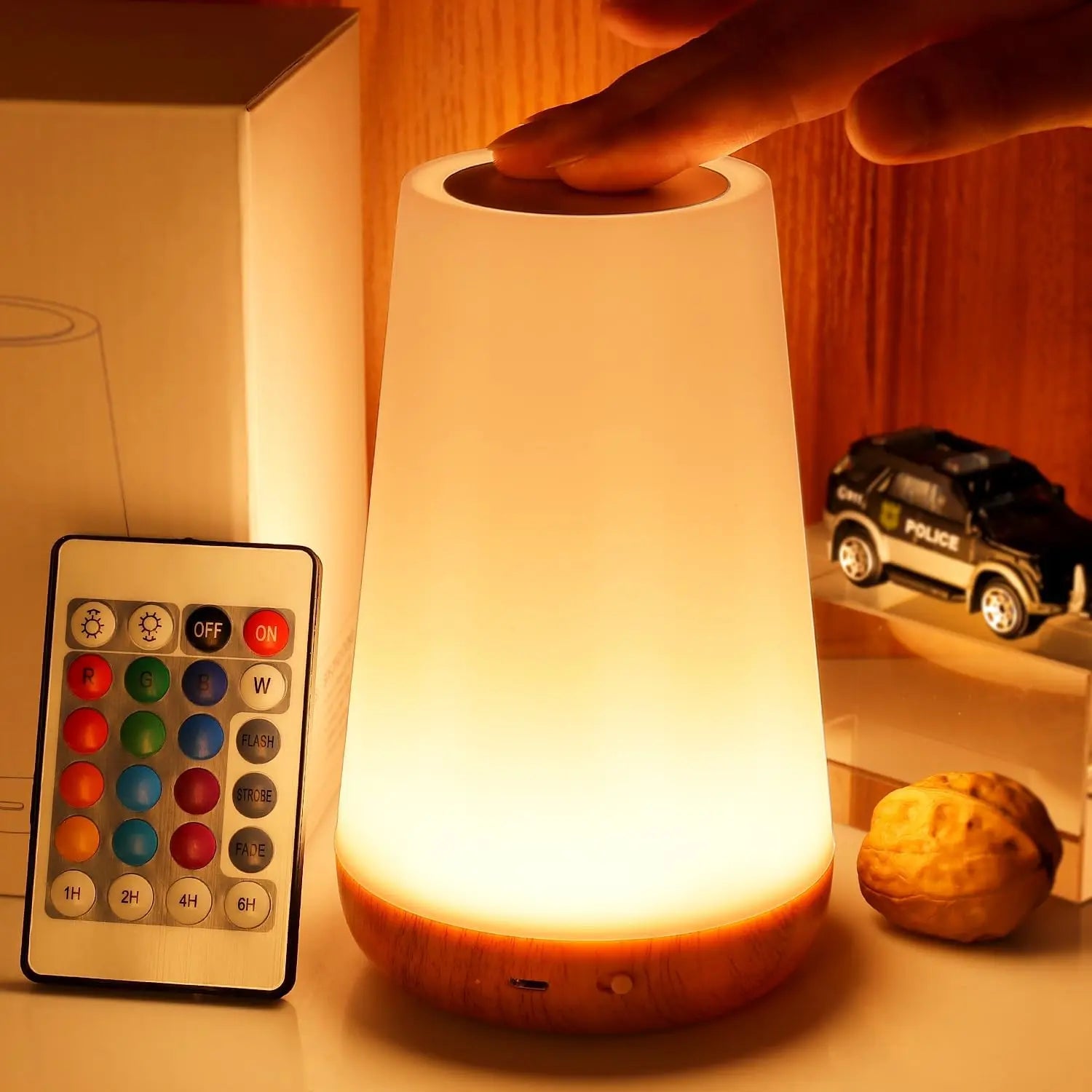 Lampe de chevet RGB – Veilleuse tactile rechargeable 13 couleurs avec télécommande