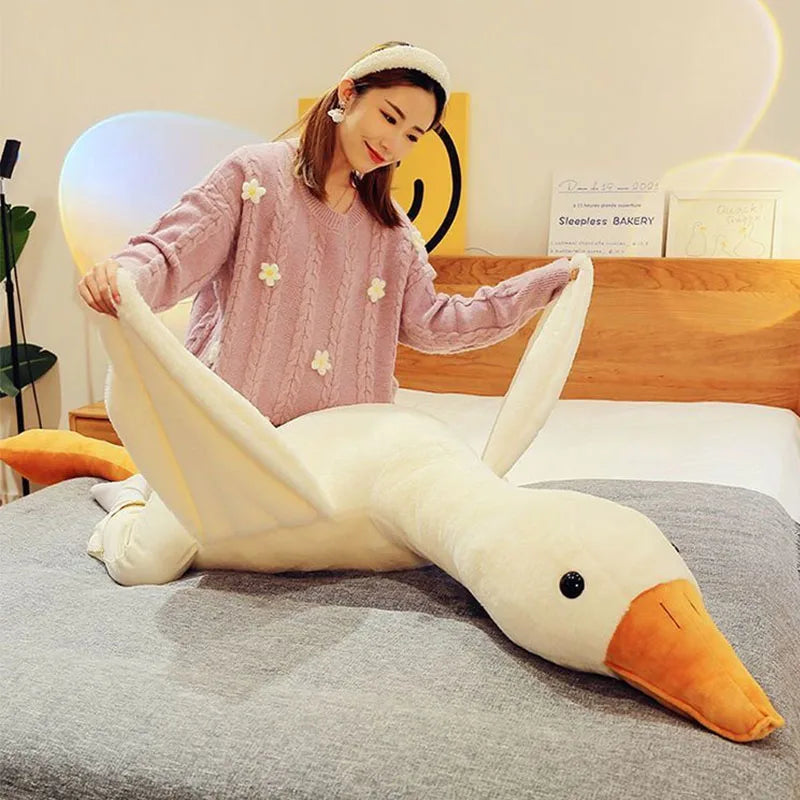 Peluche Oie Géante Kawaii - Coussin Ultra-Doux 50 à 190 cm