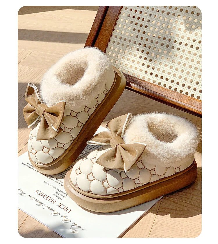 Bottines Moelleuses Nœud Papillon - Chaussures de Maison Cocooning