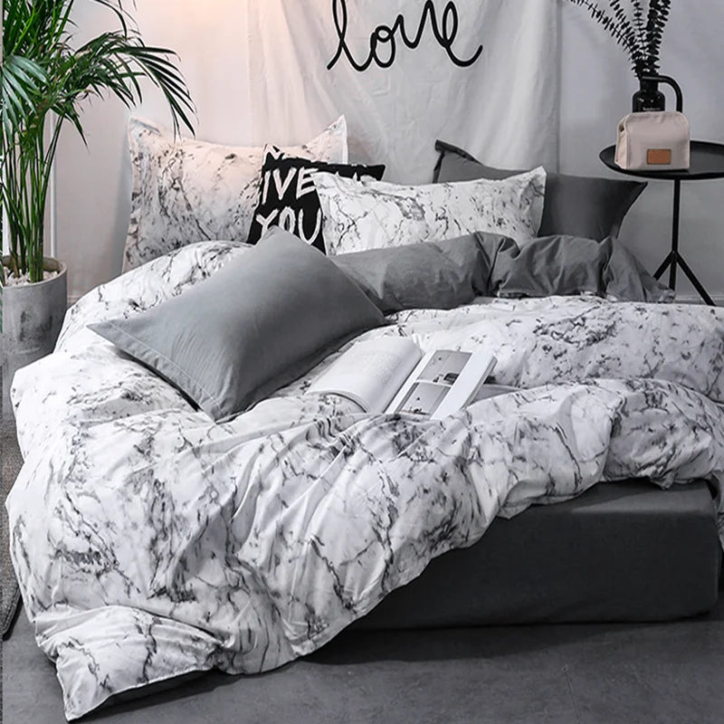Parure de lit 3 pièces unie en microfibre, housse de couette et 2 taies