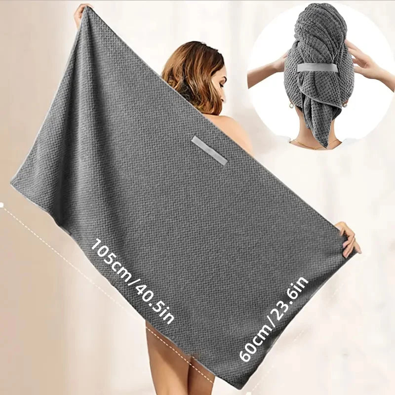 Turban à cheveux microfibre extra large – Séchage rapide