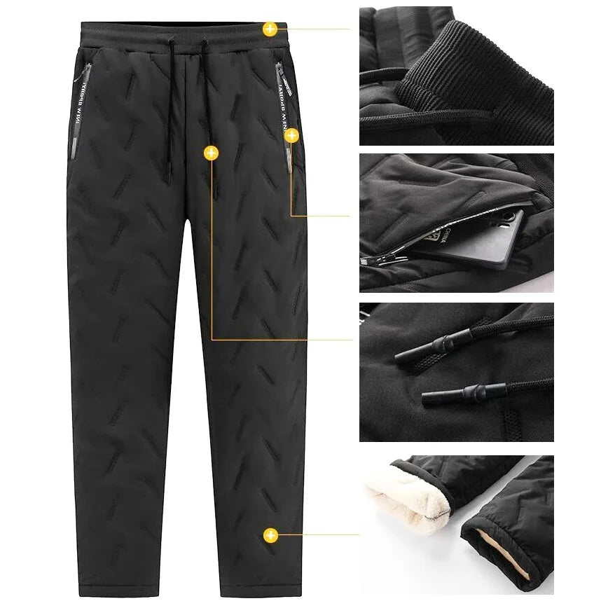 Pantalon chaud femme hiver – Coupe droite doublée polaire et cordon de serrage