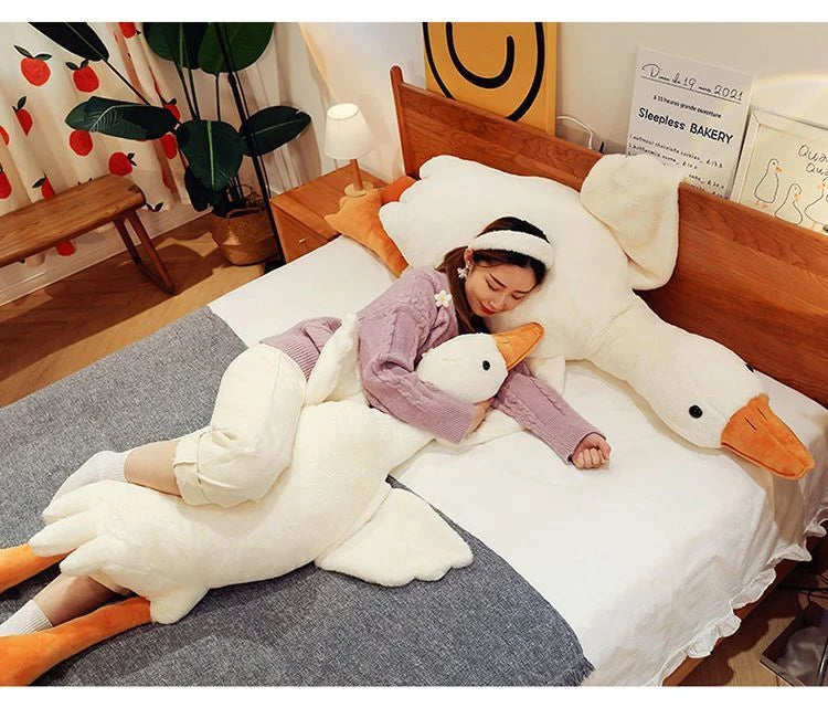Peluche Oie Géante Kawaii - Coussin Ultra-Doux 50 à 190 cm