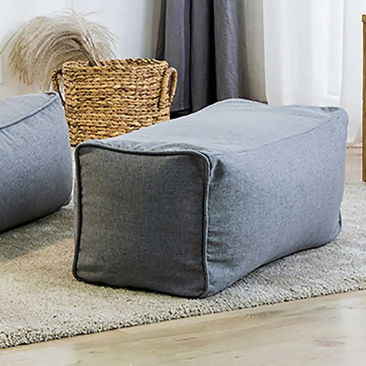 Detachable round cotton and linen pouf cover without filling