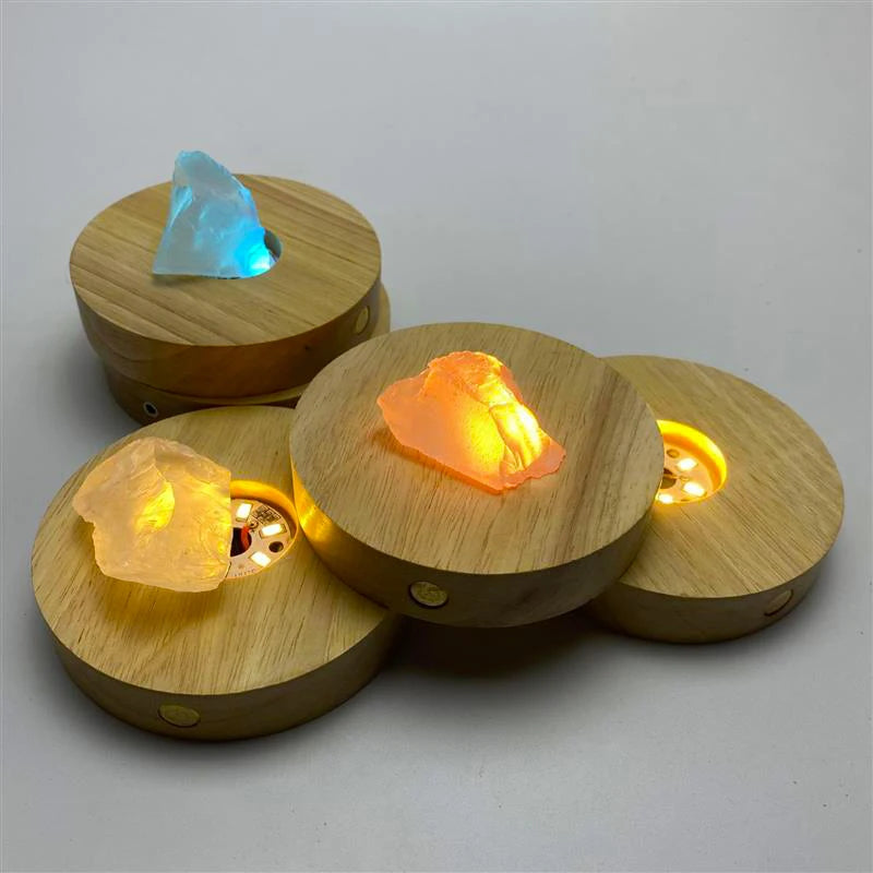 Socle lumineux LED en bois rechargeable avec capteur tactile