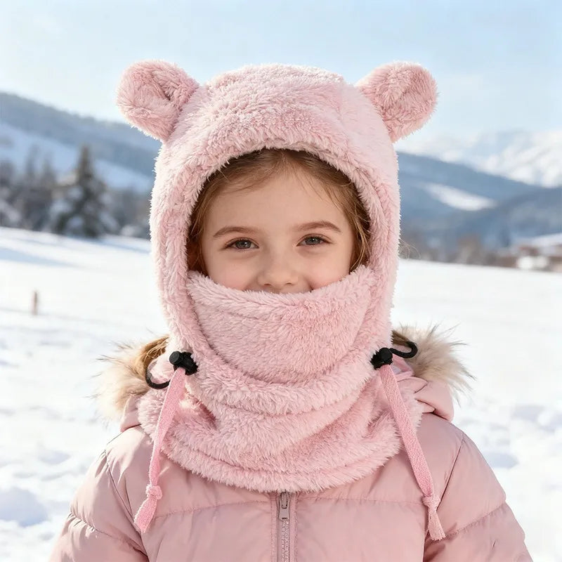 Bonnet Cagoule Enfant 2-en-1 – Protection Oreilles et Coupe-Vent, Coton Tricoté, 3–10 ans