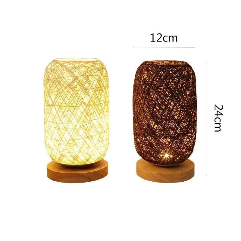 Lampe de chevet en rotin tressé