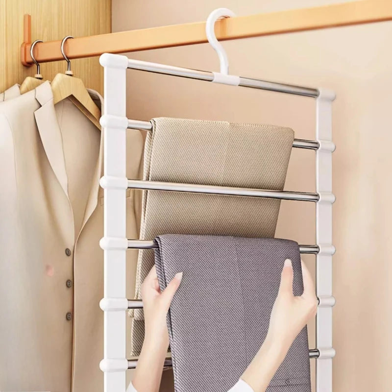 Cintre pantalons multi-niveaux gain de place – Organiseur placard pliable antidérapant