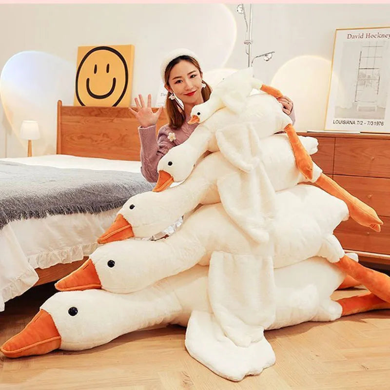 Peluche Oie Géante Kawaii - Coussin Ultra-Doux 50 à 190 cm
