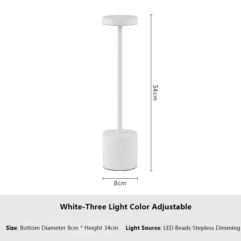 Lampe de chevet tactile LED rechargeable – 3 températures de couleur réglables