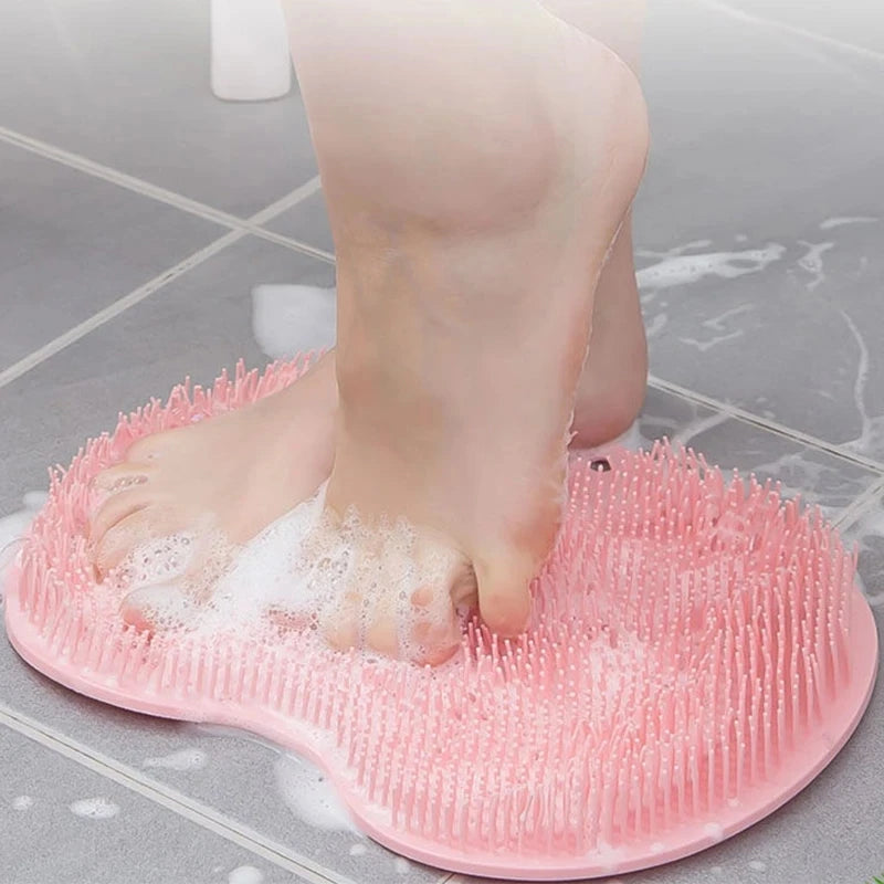 Tapis de bain exfoliant antidérapant en silicone pour pieds et dos