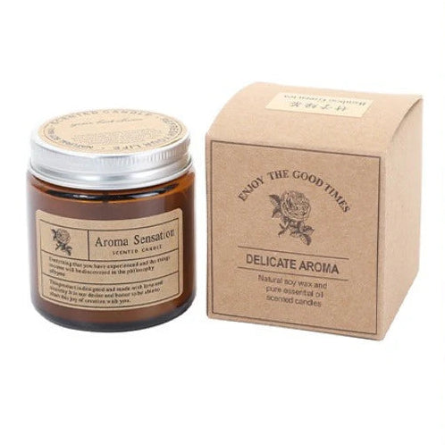 Bougie parfumée sans fumée en verre brun - 8 senteurs cocooning