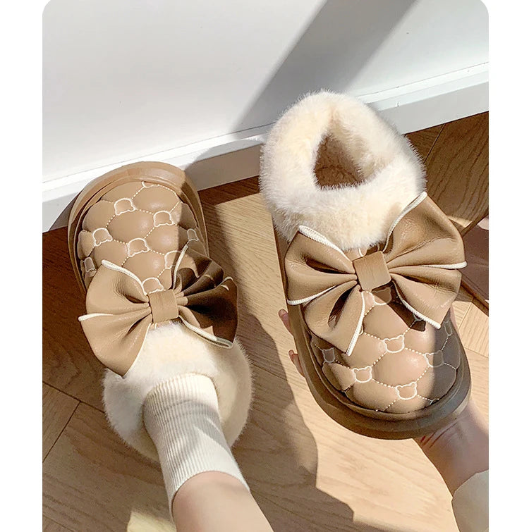 Bottines Moelleuses Nœud Papillon - Chaussures de Maison Cocooning
