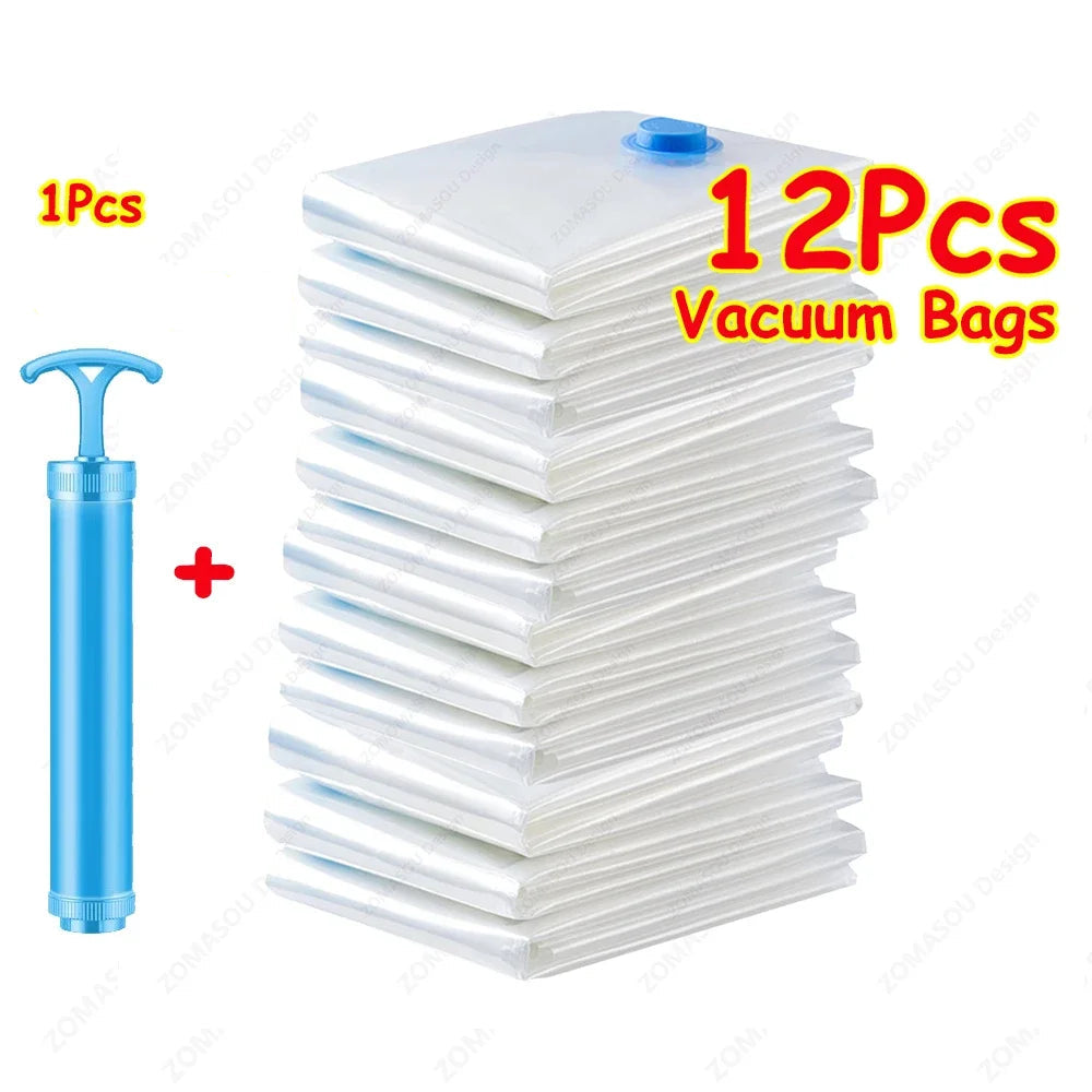 Sacs de compression sous vide – Lot 1 à 12 pièces avec ou sans pompe, 6 dimensions