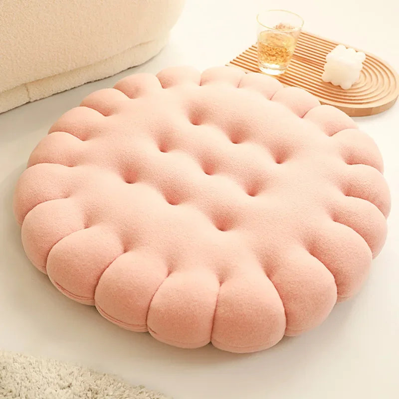 Coussin moelleux en forme de biscuit en velours doux