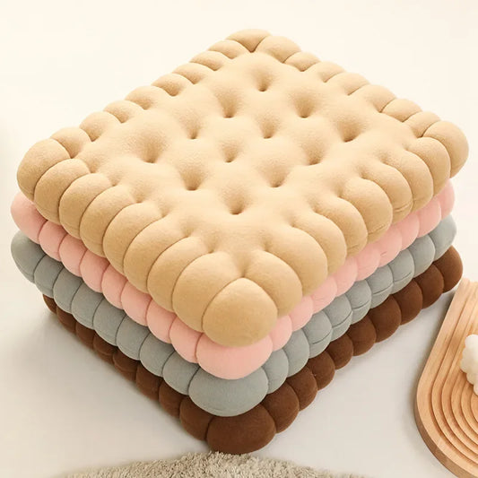 Coussin moelleux en forme de biscuit en velours doux