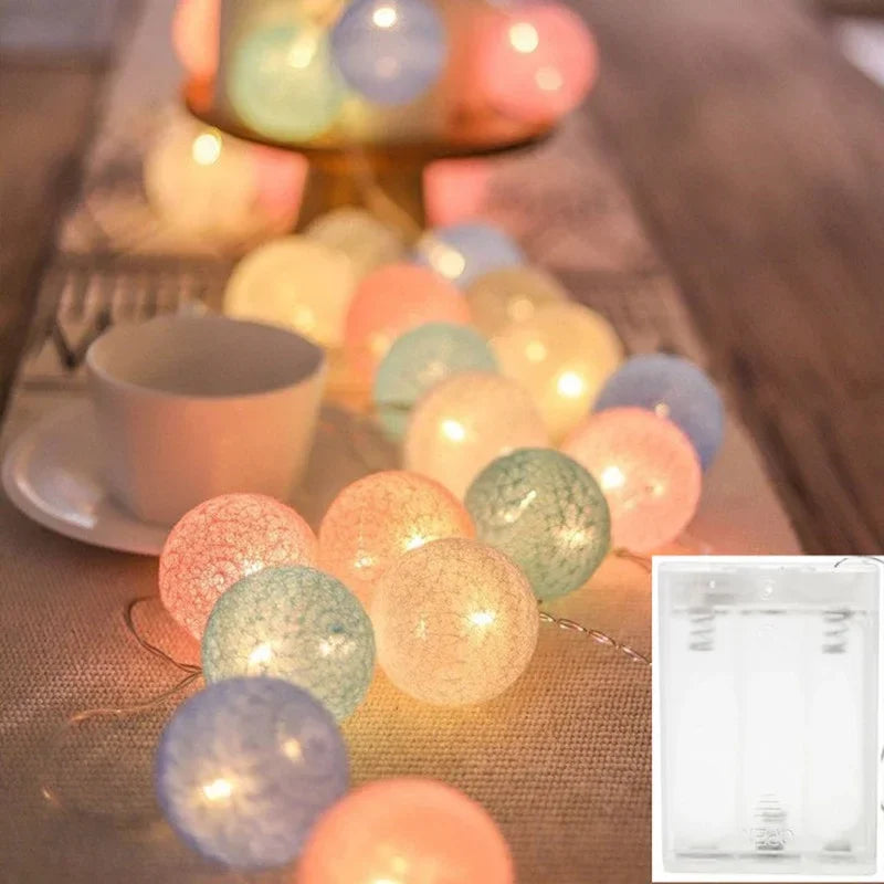 Guirlande Lumineuse Boules Coton - 10 à 40 LEDs