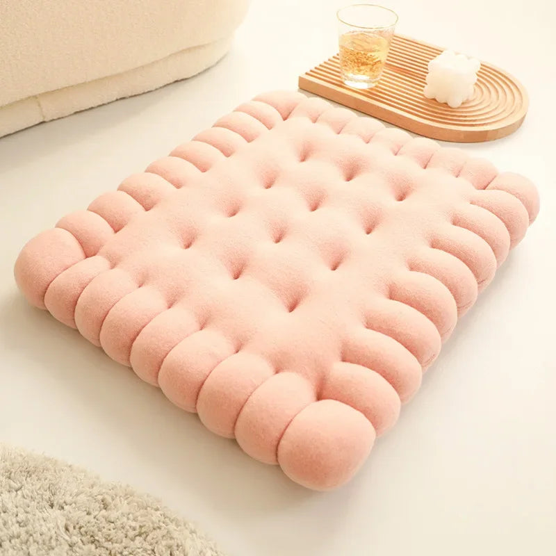 Coussin moelleux en forme de biscuit en velours doux