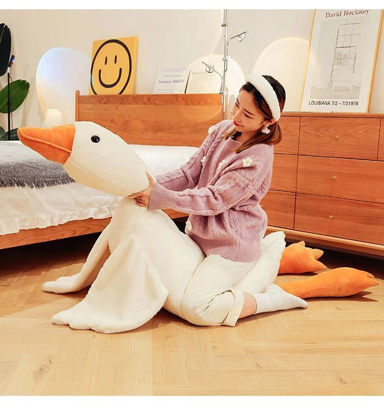Peluche Oie Géante Kawaii - Coussin Ultra-Doux 50 à 190 cm