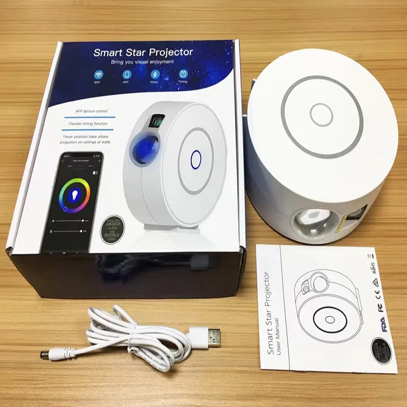 Projecteur Ciel Étoilé Connecté WiFi, Nébuleuse et Aurore, Compatible Alexa et Google