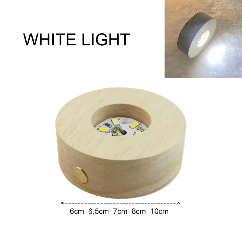 Socle lumineux LED en bois rechargeable avec capteur tactile
