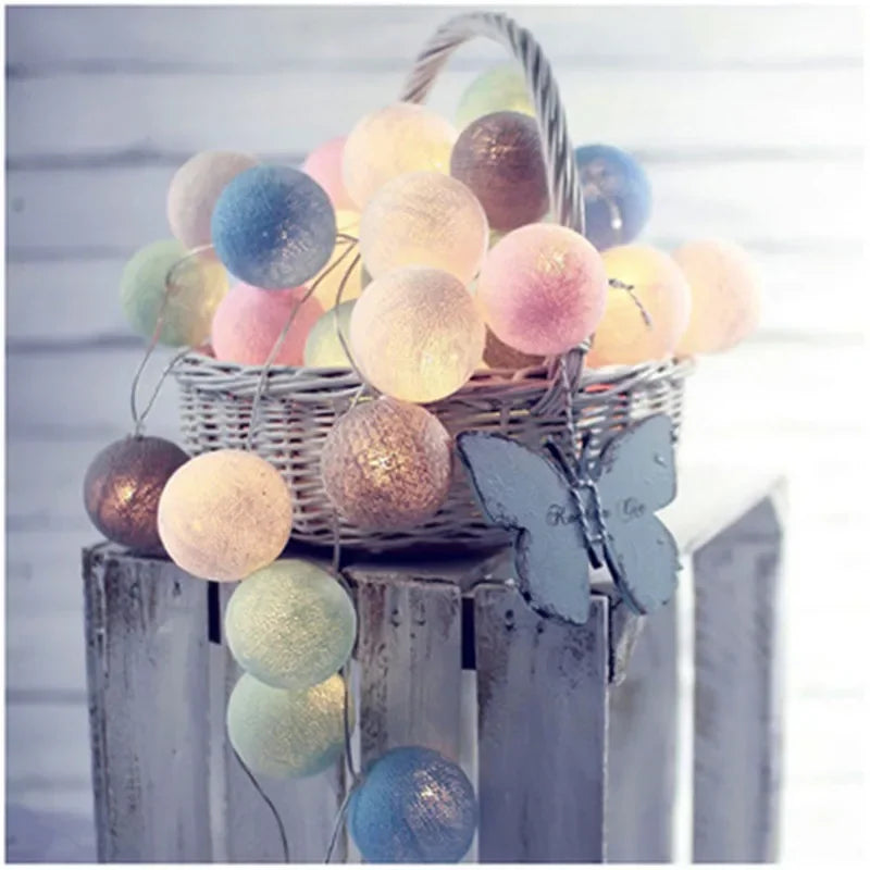 Guirlande Lumineuse Boules Coton - 10 à 40 LEDs