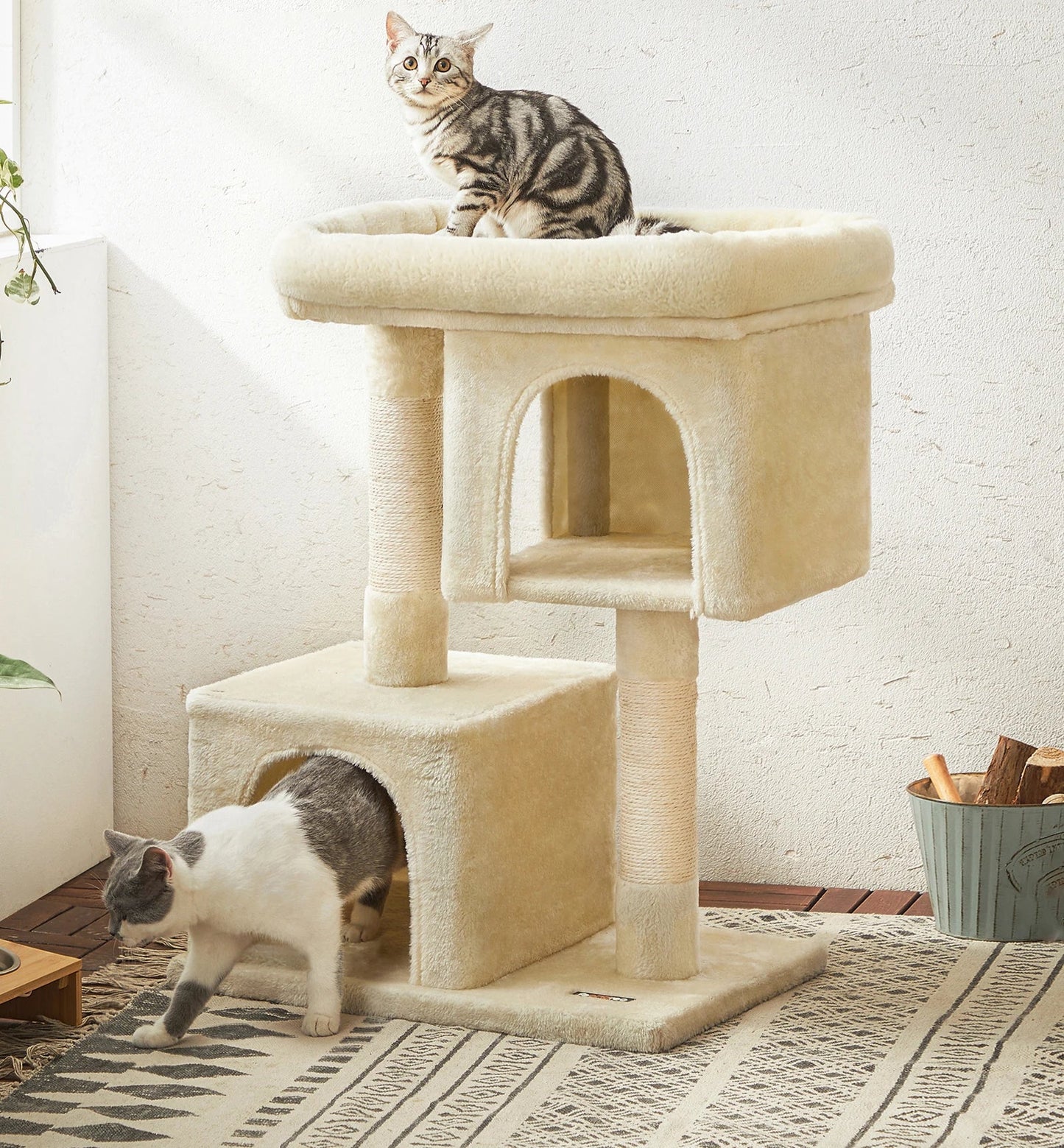 Arbre à Chat – Double niche, griffoir et plateforme douillette