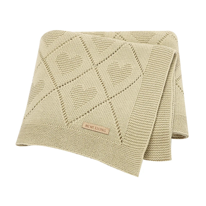 Couverture tricotée en coton pour bébé, douce et respirante