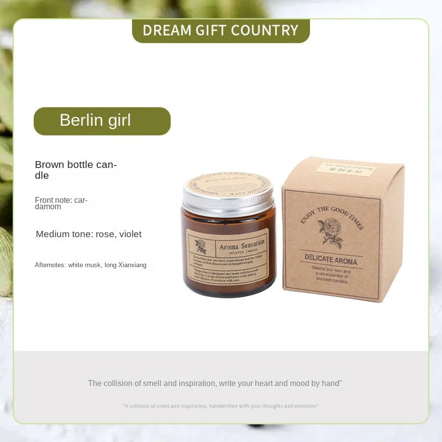 Bougie parfumée sans fumée en verre brun - 8 senteurs cocooning