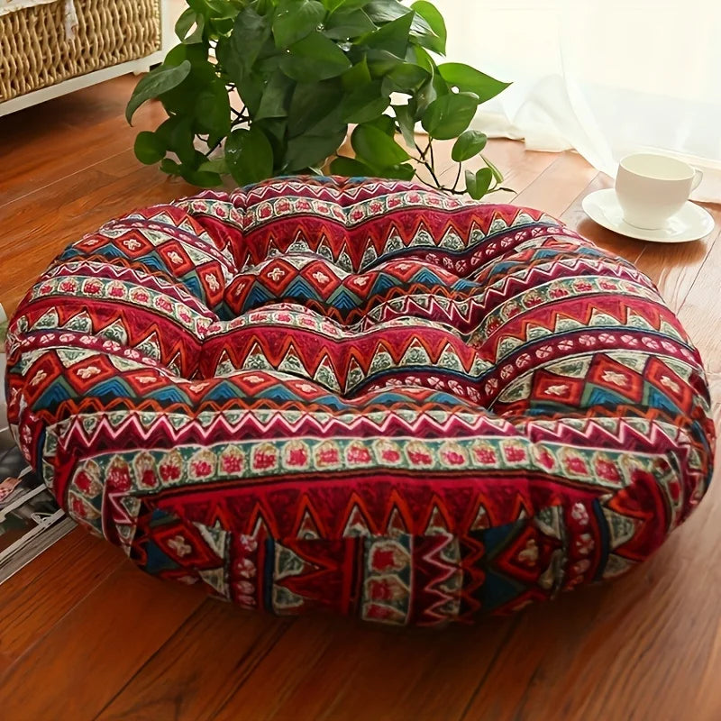 Coussin rond épais motif patchwork