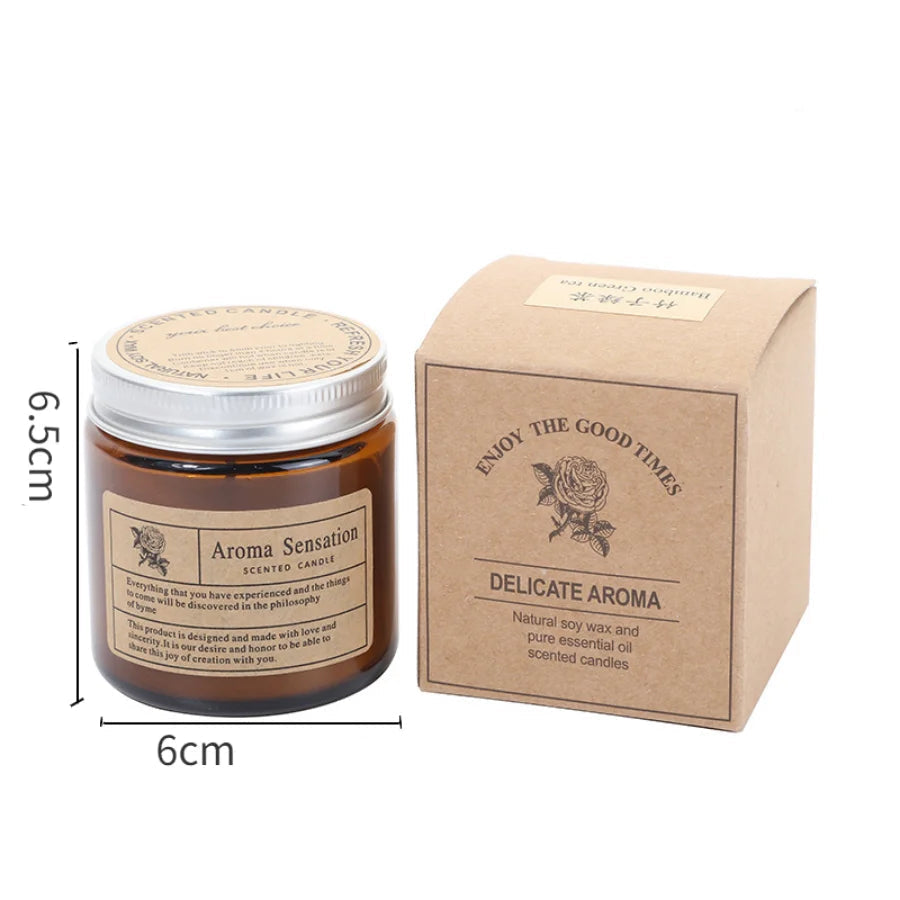 Bougie parfumée sans fumée en verre brun - 8 senteurs cocooning