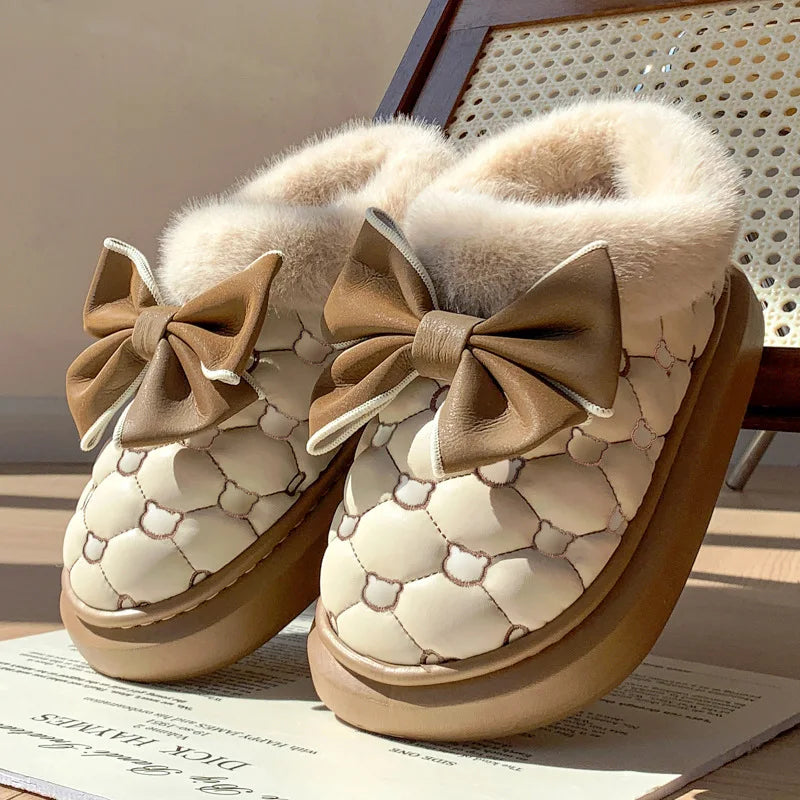 Bottines Moelleuses Nœud Papillon - Chaussures de Maison Cocooning