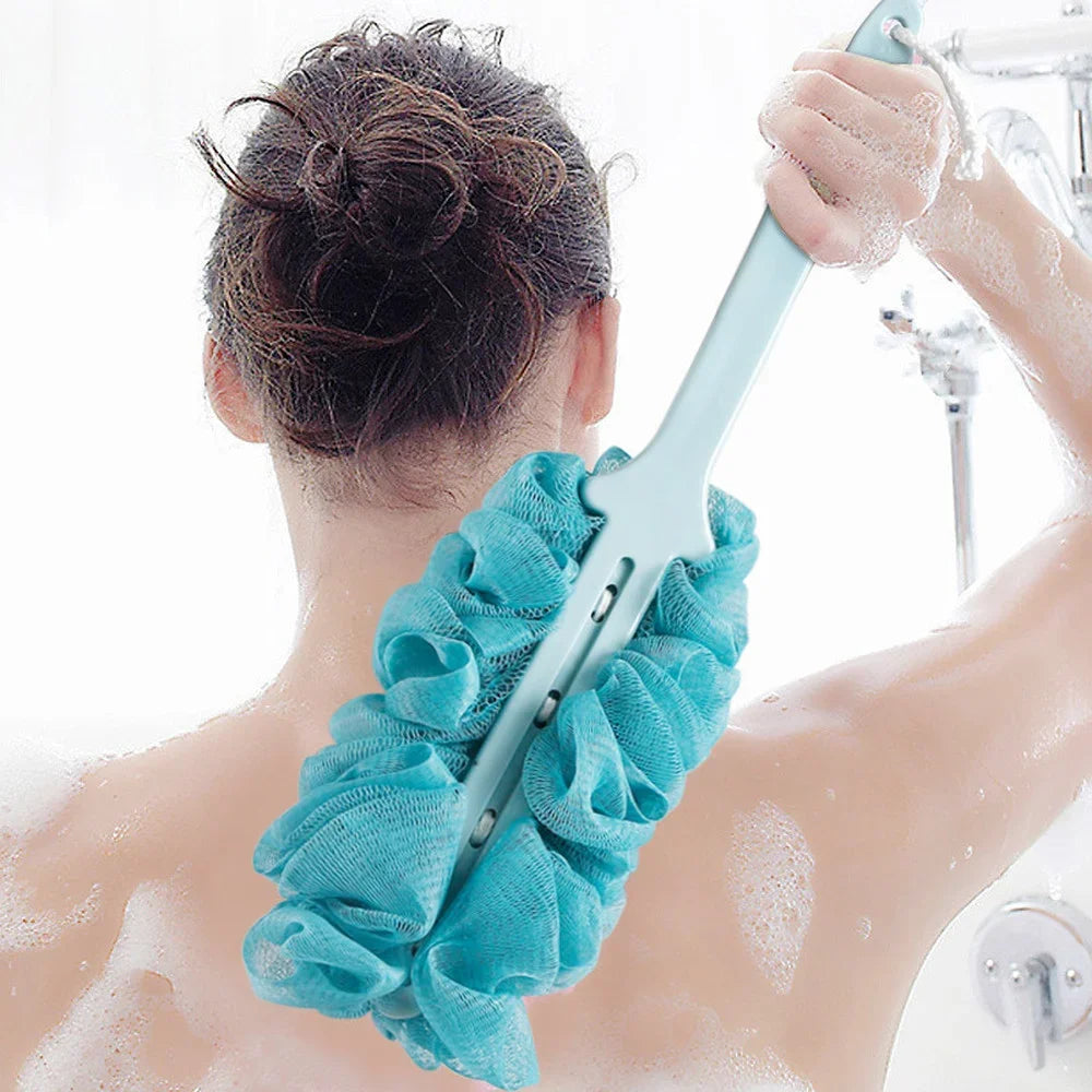 Brosse de Douche à Long Manche avec Éponge Double Face