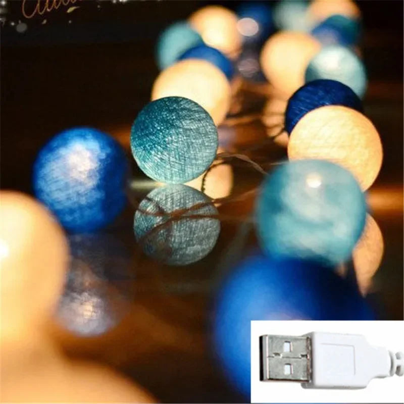 Guirlande Lumineuse Boules Coton - 10 à 40 LEDs