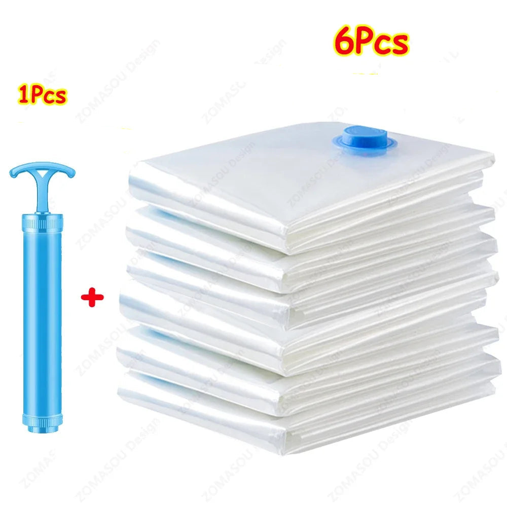 Sacs de compression sous vide – Lot 1 à 12 pièces avec ou sans pompe, 6 dimensions