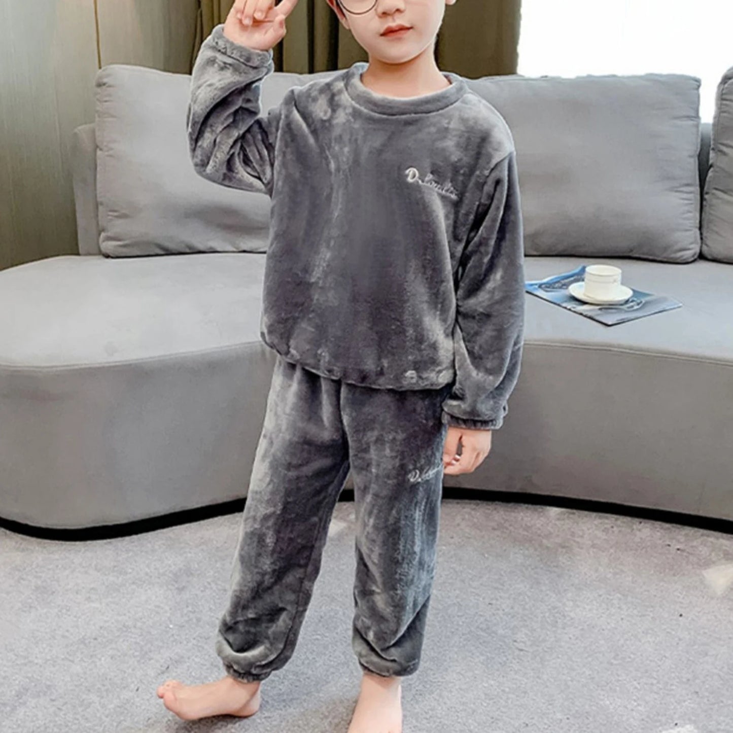 Pyjama enfant flanelle – Ensemble deux pièces chaud et doux hiver garçon fille