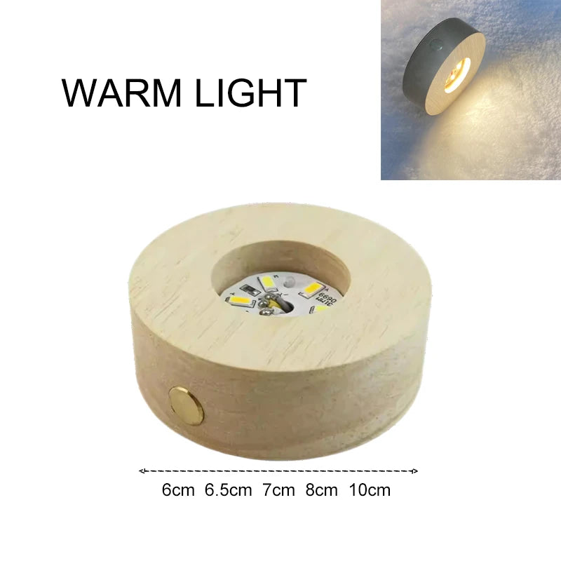 Socle lumineux LED en bois rechargeable avec capteur tactile