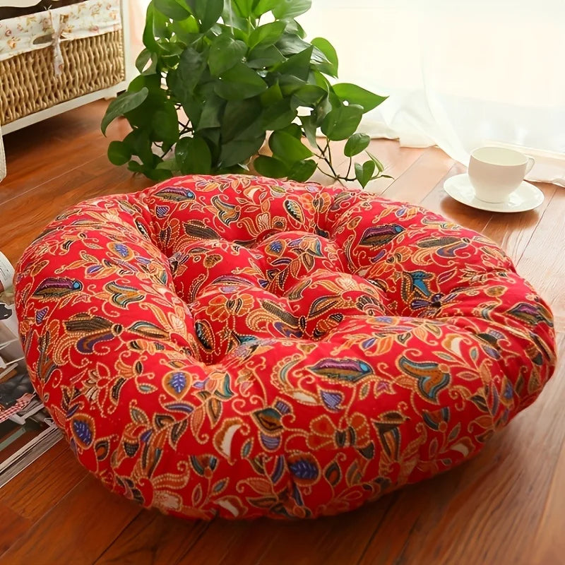 Coussin rond épais motif patchwork