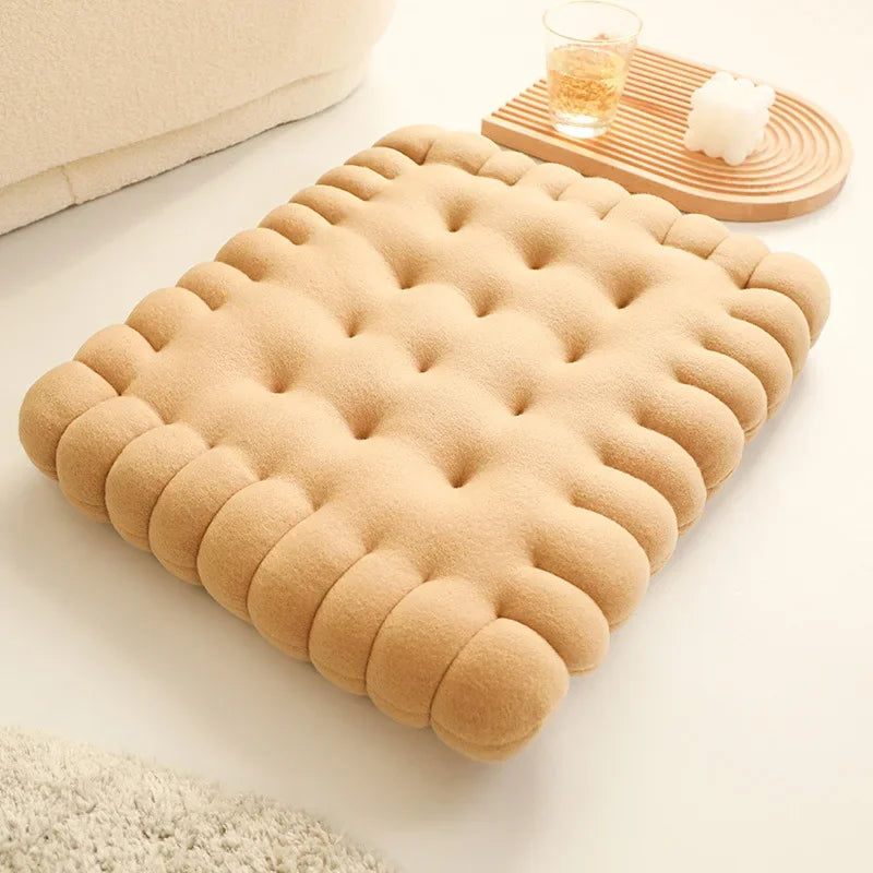 Coussin moelleux en forme de biscuit en velours doux