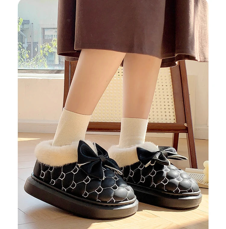 Bottines Moelleuses Nœud Papillon - Chaussures de Maison Cocooning