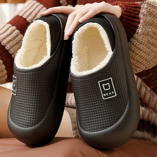 Chausson imperméable motif ours pour couple, de la maison à la terrasse