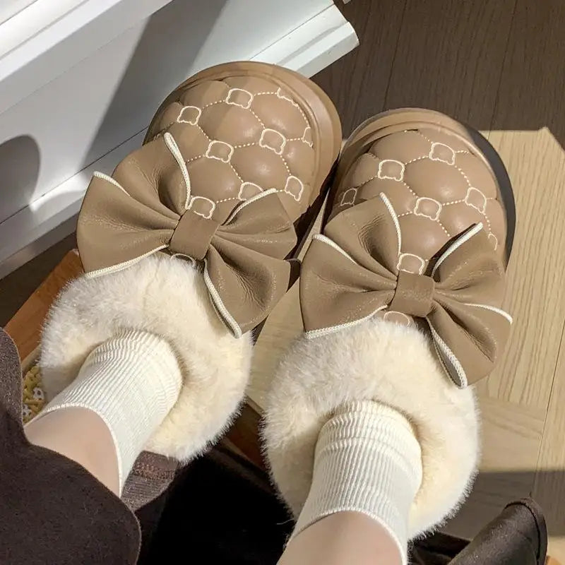 Bottines Moelleuses Nœud Papillon - Chaussures de Maison Cocooning