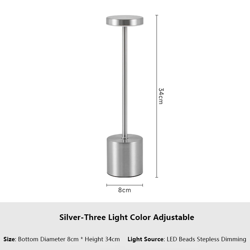 Lampe de chevet tactile LED rechargeable – 3 températures de couleur réglables
