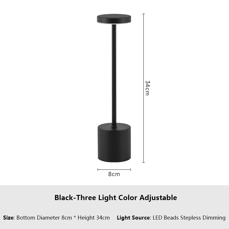 Lampe de chevet tactile LED rechargeable – 3 températures de couleur réglables